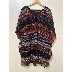 Womans Boho Tunic Top Size 1X Western Hippie Festival Cowboy Beachy Travel